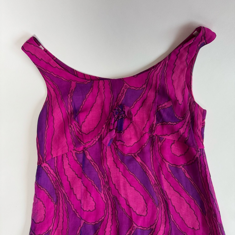 1960’s Vintage Vibrant Pink and Purple Sleeveless Dress - Picture 3 of 4